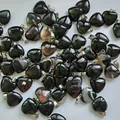 Natuurlijke zwarte onyx 15 mm hartvormige edelsteen hangers voor doe-het-zelf sieraden - Zwarte agaat