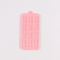 Pink food-grade silicone chocolate mold featuring 12-cavity rectangular waffle pattern - 12-Cavity Waffle Mold (84131) / Pink