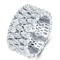 Elegante S925 zilveren eeuwigheidsring met meerdere rijen marquise moissaniet stenen - US Maat 9 / Peervorm Moissaniet 2*4mm (R15768, 63 stuks)