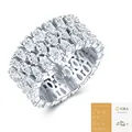 Elegante S925 sterling zilveren moissanite eternity ring met peergeslepen stenen en GRA-certificaat - US Maat 9 / Peervorm Moissaniet 2*4mm (R15768, 63 stuks, Met GRA-certificaat)