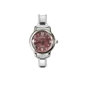 Elegant women's quartz watch with silver steel strap and maroon dial - Red Dial (watch183)