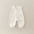 Cómodo pelele para bebé sin mangas de algodón blanco crema con cremallera frontal - 73cm / Conjunto (6227) / Blanco Roto