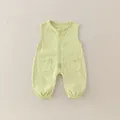 Weicher hellgrüner ärmelloser Baby-Strampler aus Baumwolle mit Reißverschluss vorne - 73cm / Set / Grün
