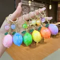 Set of colorful textured lemon fruit keychains with glitter charms and gold rings - Gold Hardware Electroplated Lemon / 1 Piece / Aurora Mixed Colors