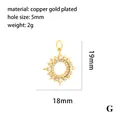 Colgante sol chapado en oro de 18K con cristales brillantes y dimensiones - Colgante Calado de Estrella Radial (P03177-G)