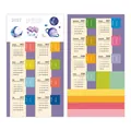 Detail view of two sheets of 2027 and 2028 calendar stickers with color-coded index tabs - Starry Sky Universe Style (QT2320-3) / 2 Sheets