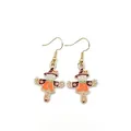 Orecchini creativi smaltati a forma di spaventapasseri del Ringraziamento con ganci oro - Stile Spaventapasseri (46) / Arancione
