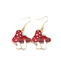 Orecchini a fungo in smalto rosso con strass scintillanti e ganci dorati alla moda - Stile Fungo Rosso (90) / Rosso
