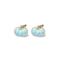 Orecchini creativi a forma di zucca azzurra con finitura in smalto dorato per donna - Zucca 3D (100) / Blu nebbia
