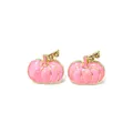 Orecchini a lobo a forma di zucca in smalto rosa e placcati oro per il Thanksgiving - Zucca 3D (101) / Fucsia