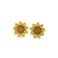 Orecchini a perno a girasole giallo vivace con finitura smaltata e doratura - Orecchini a Bottone a Girasole (82)