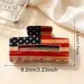 Haarklem met Amerikaanse vlagpatroon van PVC, afmetingen 8,2 cm bij 4,3 cm - Verweerde Vlag Stijl (D9-4-21)