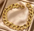 Bracciale in acciaio al titanio placcato oro 18K con doppie maglie intrecciate in scatola. - Gold b-45g / Oro 18K