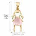 Colgante de niña en oro con corazón de circón rosa y dimensiones de alto y ancho - Niña Rosa - Individual / 2.6cm x 0.8cm