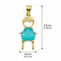 Encantador colgante de niño dorado con circón azul en forma de corazón y medidas reales - Colgante de Niño / 1 Pieza / Azul
