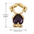 Colante niña dorado con circón púrpura en forma de corazón, medidas de 1,5x0,8 cm - Colgante de Niña (DBN144-08) / 1 Pieza / Púrpura