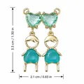 Conjunto de colgantes de niño y niña con circonitas verdes de corazón y piedras azules - Colgante de Niño / 2 Piezas/Juego / Azul