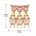 Elegante colgante de circonia con niña y corazón rosa para joyas DIY, 3,2 cm x 2,8 cm - Colgante de Niña / Juego de 3 / Rosa