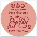 Posavasos de cerámica rosa con lindo conejo y texto Don't Give Up impreso. - Conejo Saltando la Cuerda