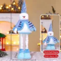 Blau-weißer teleskopischer Weihnachts-Schneemann Plüsch mit funkelndem Paillettenhut - 65CM Medium Teleskop-Schneemann - Blau