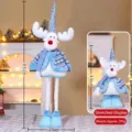 Handgefertigte blau-weiße teleskopische Weihnachts-Rentierpuppe mit langen Beinen - 65CM Medium Teleskop-Rentier - Blau