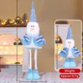 Ausziehbarer Weihnachtsgnom aus Plüsch mit Paillettenhut, verstellbare Höhe 70 bis 100 cm. - 100CM Groß Teleskop-Weihnachtsmann - Blau
