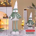 Teleskop-Weihnachtsschneemann aus Plüsch mit verstellbaren Beinen, 300g - 65cm / Mittlerer teleskopischer Schneemann / Grün