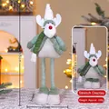 Teleskop-Weihnachtsrentier-Plüschfigur mit verstellbaren Beinen und grünem Schal - Ausziehbare Rentier-Puppe / 65cm (Mittel) / Grün