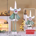 Teleskopische Weihnachtsrentier-Plüschpuppe mit verstellbarer Höhe von 70 cm bis 100 cm - Ausziehbare Rentier-Puppe / 100cm (Groß) / Grün