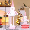 Rosa Weihnachts-Wichtel mit ausziehbaren Beinen, festliche Plüschfigur-Dekoration - Teleskopische Weihnachtsmannpuppe / 65cm (Mittel) / Rosa