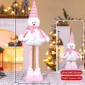 Ausziehbarer Weihnachts-Schneemann in Rosa und Weiß mit Teleskopbeinen, 46-65 cm Höhe - Teleskopische Schneemannpuppe / 65cm (Mittel) / Rosa