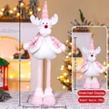 Ausziehbare Weihnachts-Rentier-Plüschfigur in Rosa und Weiß, 43-65 cm hoch - Ausziehbare Rentier-Puppe / 65cm (Mittel) / Rosa