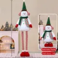 Christmas telescopic snowman plush doll with long legs, height adjusts from 72cm to 123cm - Snowman - Large (123cm)