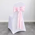 Elegant light pink satin chair sash with large bow for wedding and banquet decoration - Light Pink