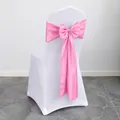 Elegant pink satin chair sash with large bowknot for wedding and banquet events - Overlocked 17cm*275cm/35g / Deep Pink