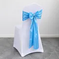 Elegant sky blue satin chair sash with large bow for wedding and banquet chair covers - Lake Blue