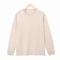 Vintage washed beige long-sleeve heavy cotton T-shirt for men with a relaxed loose fit - Apricot