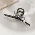 Eleganter Haarklammer im chinesischen Stil mit Halbmond und Perle in Gunmetal-Optik. - Mondschein Blumenklammer [11cm]