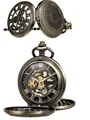 Vintage antique bronze double open hollow mechanical pocket watch with ornate carved cover - Radial Hollow Double Open Cover (Mechanical Movement) / Bronze