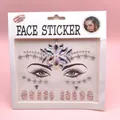 Iridescent acrylic face gems and nail stickers set for music festivals - 16x17cm Paper Card / LZ003 Face Sticker+Nail Sticker (White)