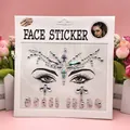 Glittering acrylic face and nail jewel stickers set for EDM music festivals - 16x17cm Paper Card / LZ004 Face Sticker+Nail Sticker (White)
