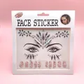 Rhinestone face and nail sticker set for music festivals and creative rave makeup - 16x17cm Paper Card / LZ005 Face Sticker+Nail Sticker (White)