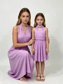 Elegant purple matching mother and daughter multi-way wrap dresses for weddings and parties - Purple