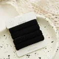 Black seamless high-elastic towel hair ties set for minimalist ponytail styling - 4 Piece Set / Black