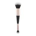 Dual-ended makeup brush with rose gold ferrule and black handle for powder and contour - Double-ended Concealer & Foundation Brush (Black Gold)