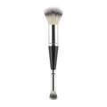 Professional double-ended makeup brush with soft duo-fiber synthetic bristles in silver and black - Double-ended Concealer & Foundation Brush (Black Silver)