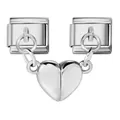 Silver modular charm link with double chain heart pendant for DIY jewelry design - Silver Double Chain Magnetic Heart Style (22)