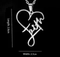 Silberne Edelstahl-Halskette mit Herz-Anhänger und eleganter 'Faith'-Schriftzug - Faith Herz Stil / 4*2.5cm Anhänger + 60cm Kette / Silber