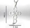 Edelstahl Kreuzkette mit 'God is Good' Buchstabenanhänger, 3,5 cm Höhe im Detail - God Is Good Kreuz Stil / 4*2.5cm Anhänger + 60cm Kette / Silber