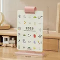 Calendrier de bureau 2026 rose avec illustrations quotidiennes - 2026 / Rose